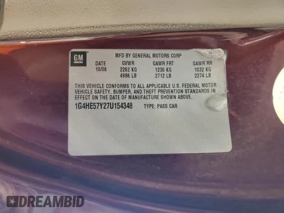 ✅ 2007 Buick Lucerne CXS • VIN: 1G4HE57Y27U154348 • Лот: 82478475. Опубликован ранее на Copart с пробегом 241 603 миль. Бесплатный доступ к архиву аукционных продаж из США и подробный отчёт об истории автомобиля на DreamBid. Изображение 12.