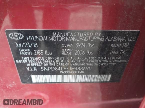 ✅ 2018 Hyundai Elantra Value Edition • VIN: 5NPD84LF7JH388690 • Lot: 43343268. Listed on IAAI with 76,048 mi miles. Access the free auction sales archive from the USA and view a detailed vehicle history report at DreamBid. Image 9.