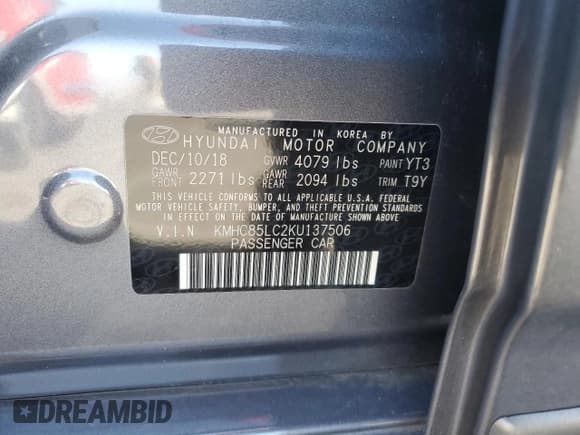 ✅ 2019 Hyundai Ioniq Limited • VIN: KMHC85LC2KU137506 • Lot: 46982405. Wystawiony na Copart z przebiegiem 20 135 mil. Bezpłatny archiwum sprzedaży aukcyjnych z USA i szczegółowy raport historii pojazdu na DreamBid. Zdjęcie 13.