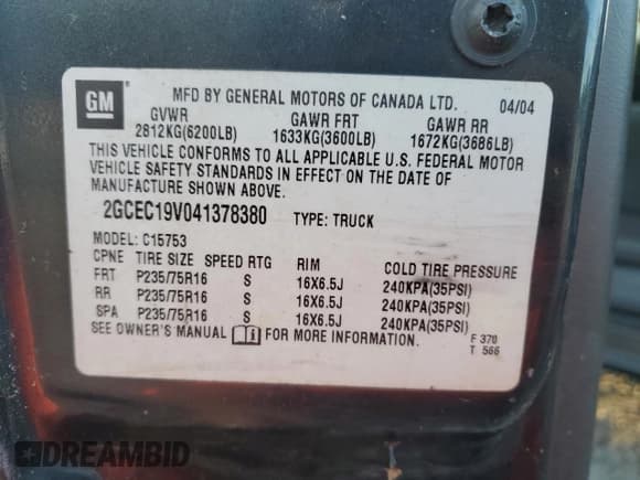 ✅ 2004 Chevrolet Silverado 1500 LS • VIN: 2GCEC19V041378380 • Лот: 82410205. Опубликован ранее на Copart с пробегом 109 826 миль. Бесплатный доступ к архиву аукционных продаж из США и подробный отчёт об истории автомобиля на DreamBid. Изображение 13.