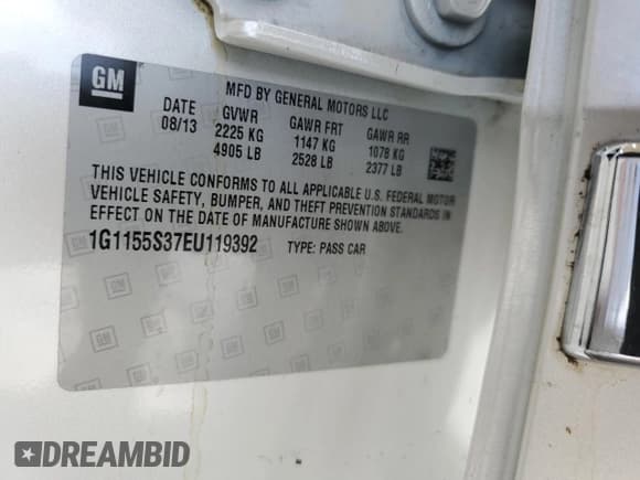 ✅ 2014 Chevrolet Impala LTZ • VIN: 1G1155S37EU119392 • Лот: 52162334. Опубликован ранее на Copart с пробегом 72 314 миль. Бесплатный доступ к архиву аукционных продаж из США и подробный отчёт об истории автомобиля на DreamBid. Изображение 12.