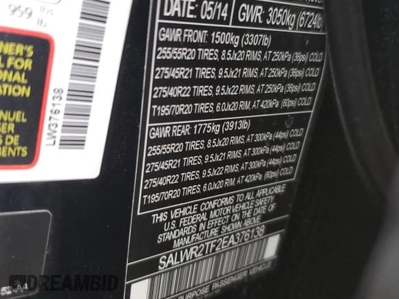 ✅ 2014 Land Rover Range Rover Sport Supercharged • VIN: SALWR2TF2EA376138 • Лот: 91642535. Опубликован ранее на Copart с пробегом 60 175 миль. Бесплатный доступ к архиву аукционных продаж из США и подробный отчёт об истории автомобиля на DreamBid. Изображение 13.