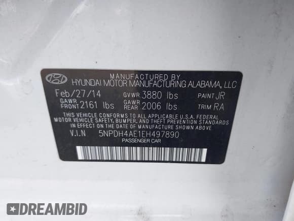 ✅ 2014 Hyundai Elantra SE • VIN: 5NPDH4AE1EH497890 • Lot: 43301486. Listed on IAAI with 230,734 mi. Free auction sales archive from the USA and detailed vehicle history report at DreamBid. Image 9.