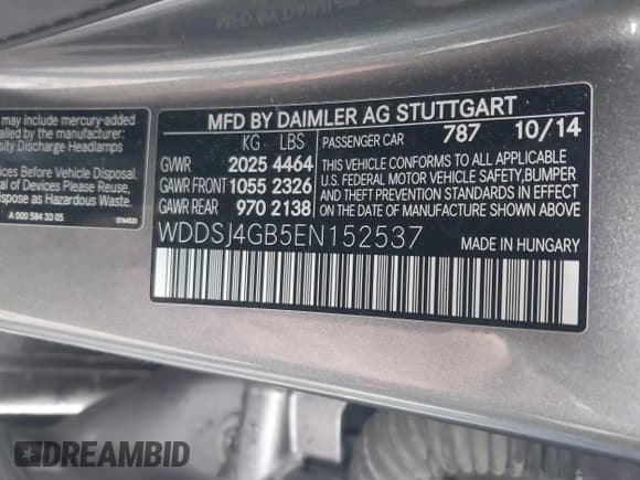 ✅ 2014 Mercedes-Benz CLA 250 • VIN: WDDSJ4GB5EN152537 • Lot: 43803835. Wystawiony na IAAI z przebiegiem 92 875 mil. Bezpłatny archiwum sprzedaży aukcyjnych z USA i szczegółowy raport historii pojazdu na DreamBid. Zdjęcie 9.