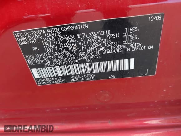 ✅ 2007 Toyota RAV4 Sport • VIN: JTMZD32VX75043585 • Lot: 42397838. Listed on IAAI with 126,256 mi. Free auction sales archive from the USA and detailed vehicle history report at DreamBid. Image 9.