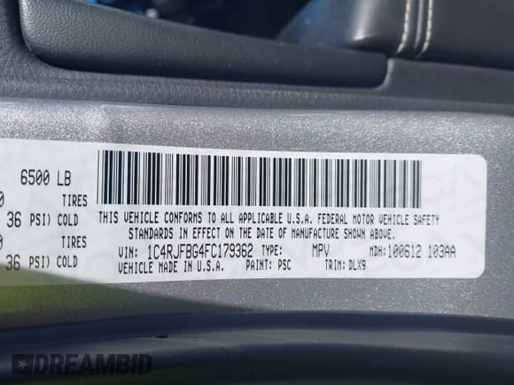 ✅ 2015 Jeep Grand Cherokee Limited • VIN: 1C4RJFBG4FC179362 • Lot: 43630695. Listed on IAAI with 169,655 mi. Free auction sales archive from the USA and detailed vehicle history report at DreamBid. Image 9.