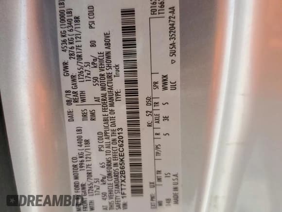 ✅ 2019 Ford F-250 XL • VIN: 1FT7X2B65KEC62013 • Lot: 66282775. Listed on Copart with 100,122 mi. Free auction sales archive from the USA and detailed vehicle history report at DreamBid. Image 12.