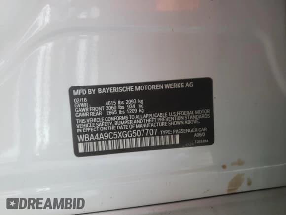 ✅ 2016 BMW 4 Series 428i • VIN: WBA4A9C5XGG507707 • Лот: 82226905. Опубликован ранее на Copart с пробегом 63 035 миль. Бесплатный доступ к архиву аукционных продаж из США и подробный отчёт об истории автомобиля на DreamBid. Изображение 13.