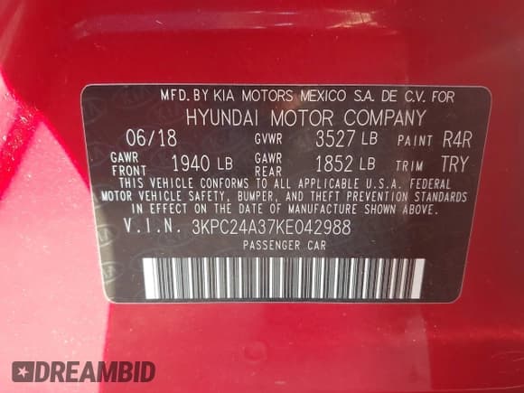 ✅ 2019 Hyundai Accent SE • VIN: 3KPC24A37KE042988 • Лот: 41505146. Опубликован ранее на IAAI с пробегом 91 902 миль. Бесплатный доступ к архиву аукционных продаж из США и подробный отчёт об истории автомобиля на DreamBid. Изображение 9.