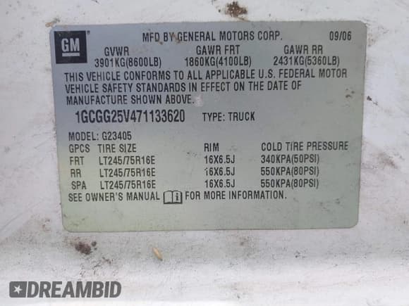 ✅ 2007 Chevrolet Express Cargo • VIN: 1GCGG25V471133620 • Лот: 43715719. Опубликован ранее на IAAI с пробегом 281 494 миль. Бесплатный доступ к архиву аукционных продаж из США и подробный отчёт об истории автомобиля на DreamBid. Изображение 9.