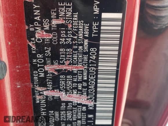 2014 Hyundai Tucson SE z VIN KM8JU3AG0EU917408, wystawiony jako Copart lot #80130415 z przebiegiem 279 555 mil mil oraz Szkoda całkowita • Salvage title. Historia ofert i sprzedaży dostępna na DreamBid. Obrazek 13.