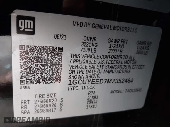 ✅ 2021 Chevrolet Silverado 1500 RST • VIN: 1GCUYEED7MZ352464 • Lot: 43461883. Listed on IAAI with 44,141 mi. Free auction sales archive from the USA and detailed vehicle history report at DreamBid. Image 9.