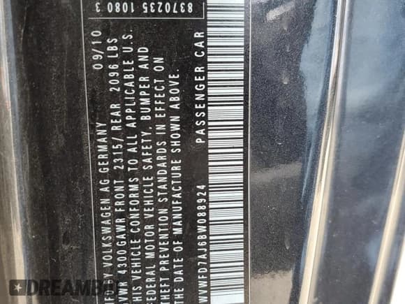 ✅ 2011 Volkswagen Golf GTI PZEV • VIN: WVWFD7AJ6BW088924 • Лот: 68667385. Опубликован ранее на Copart с пробегом 159 823 миль. Бесплатный доступ к архиву аукционных продаж из США и подробный отчёт об истории автомобиля на DreamBid. Изображение 12.