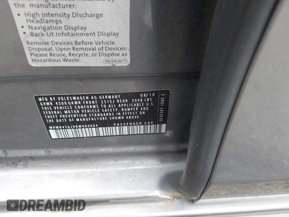 ✅ 2011 Volkswagen Golf GTI • VIN: WVWHV7AJ6BW069084 • Lot: 43534271. Listed on IAAI with 120,000 mi. Free auction sales archive from the USA and detailed vehicle history report at DreamBid. Image 9.