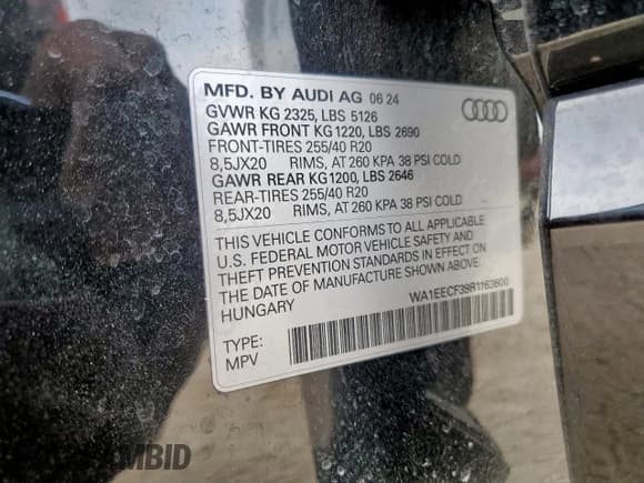 ✅ 2024 Audi Q3 S line Premium Plus • VIN: WA1EECF39R1163600 • Lot: 85544275. Wystawiony na Copart z przebiegiem 18 547 mil. Bezpłatny archiwum sprzedaży aukcyjnych z USA i szczegółowy raport historii pojazdu na DreamBid. Zdjęcie 14.