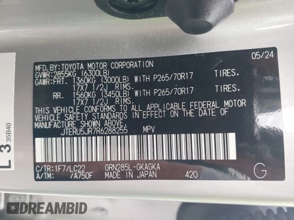 ✅ 2024 Toyota 4Runner TRD Off Road • VIN: JTERU5JR7R6288255 • Lot: 42997650. Listed on IAAI with 12,390 mi. Free auction sales archive from the USA and detailed vehicle history report at DreamBid. Image 9.