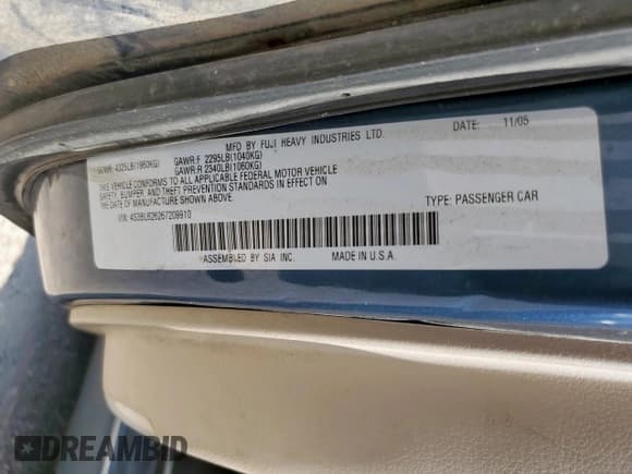 ✅ 2006 Subaru Legacy Special • VIN: 4S3BL626267209910 • Лот: 69831195. Опубликован ранее на Copart с пробегом 116 408 миль. Бесплатный доступ к архиву аукционных продаж из США и подробный отчёт об истории автомобиля на DreamBid. Изображение 12.