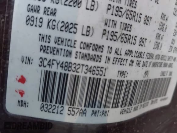 ✅ 2002 Chrysler PT Cruiser • VIN: 3C4FY48B32T346551 • Lot: 43840223. Listed on IAAI with 129,070 mi. Free auction sales archive from the USA and detailed vehicle history report at DreamBid. Image 9.