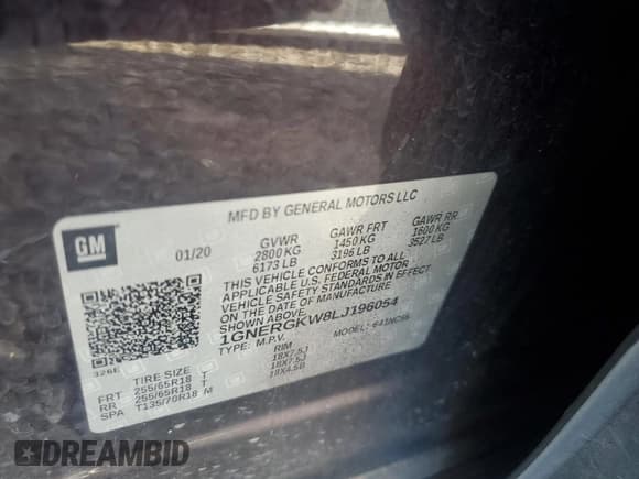 ✅ 2020 Chevrolet Traverse LT Cloth • VIN: 1GNERGKW8LJ196054 • Lot: 84007255. Wystawiony na Copart z przebiegiem 126 625 mil. Bezpłatny archiwum sprzedaży aukcyjnych z USA i szczegółowy raport historii pojazdu na DreamBid. Zdjęcie 13.