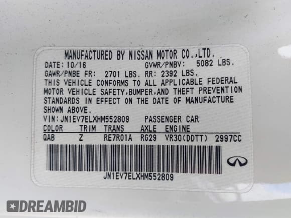 ✅ 2017 Infiniti Q60 Premium • VIN: JN1EV7ELXHM552809 • Lot: 43753892. Wystawiony na IAAI z przebiegiem 77 146 mil. Bezpłatny archiwum sprzedaży aukcyjnych z USA i szczegółowy raport historii pojazdu na DreamBid. Zdjęcie 9.