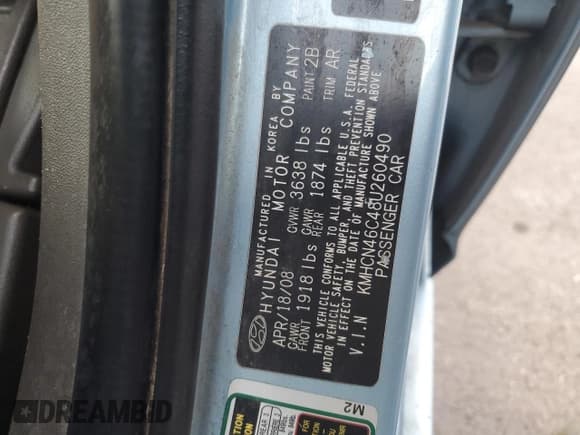 ✅ 2008 Hyundai Accent GLS • VIN: KMHCN46C48U260490 • Лот: 88993825. Опубликован ранее на Copart с пробегом 117 816 миль. Бесплатный доступ к архиву аукционных продаж из США и подробный отчёт об истории автомобиля на DreamBid. Изображение 12.