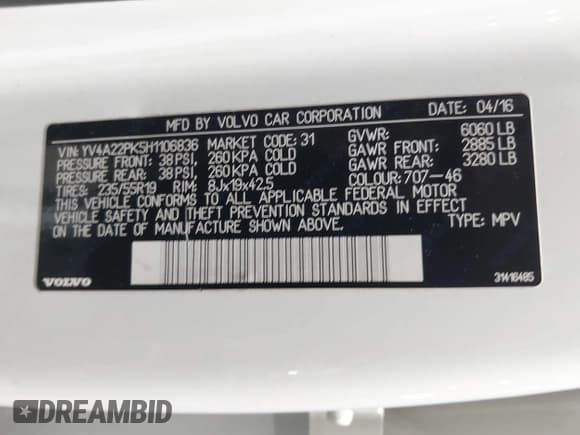 ✅ 2017 Volvo XC90 Momentum • VIN: YV4A22PK5H1106836 • Lot: 43305180. Listed on IAAI with 185,009 mi. Free auction sales archive from the USA and detailed vehicle history report at DreamBid. Image 9.