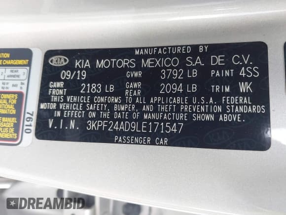 ✅ 2020 Kia Forte LXS • VIN: 3KPF24AD9LE171547 • Лот: 43136600. Опубликован ранее на IAAI с пробегом 74 468 миль. Бесплатный доступ к архиву аукционных продаж из США и подробный отчёт об истории автомобиля на DreamBid. Изображение 9.