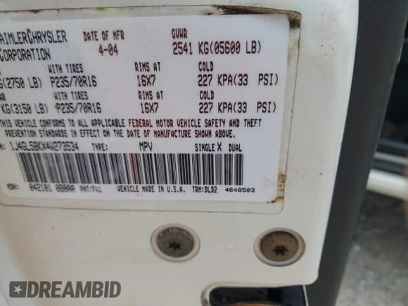 ✅ 2004 Jeep Liberty Limited • VIN: 1J4GL58KX4W273534 • Lot: 42457094. Listed on IAAI with 135,784 mi. Free auction sales archive from the USA and detailed vehicle history report at DreamBid. Image 9.