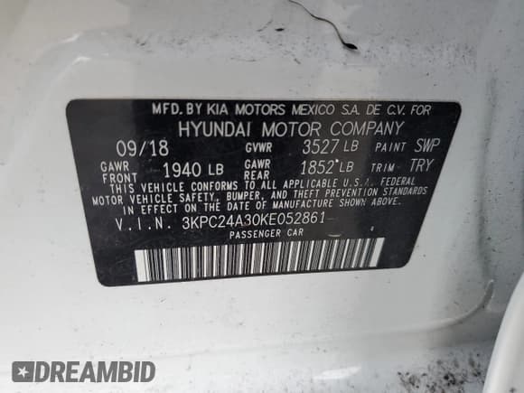✅ 2019 Hyundai Accent SE • VIN: 3KPC24A30KE052861 • Лот: 44262005. Опубликован ранее на Copart с пробегом 56 124 миль. Бесплатный доступ к архиву аукционных продаж из США и подробный отчёт об истории автомобиля на DreamBid. Изображение 12.