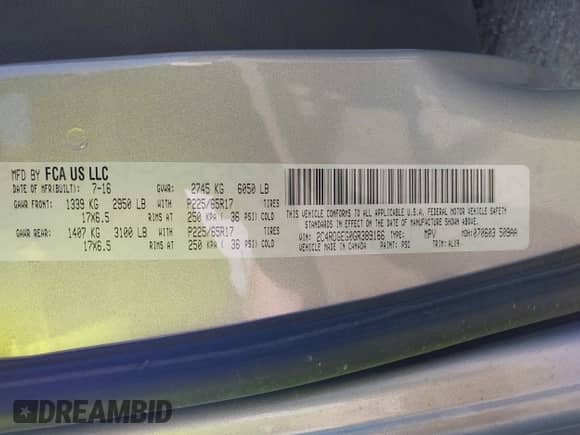 2016 Dodge Grand Caravan R/T z VIN 2C4RDGEG0GR389166, wystawiony jako IAAI lot #43240136 z przebiegiem 157 695 mil mil oraz . Historia ofert i sprzedaży dostępna na DreamBid. Obrazek 9.