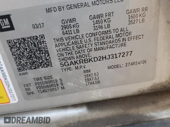✅ 2017 Buick Enclave Leather • VIN: 5GAKRBKD2HJ317277 • Lot: 87246795. Wystawiony na Copart z przebiegiem 143 681 mil. Bezpłatny archiwum sprzedaży aukcyjnych z USA i szczegółowy raport historii pojazdu na DreamBid. Zdjęcie 14.