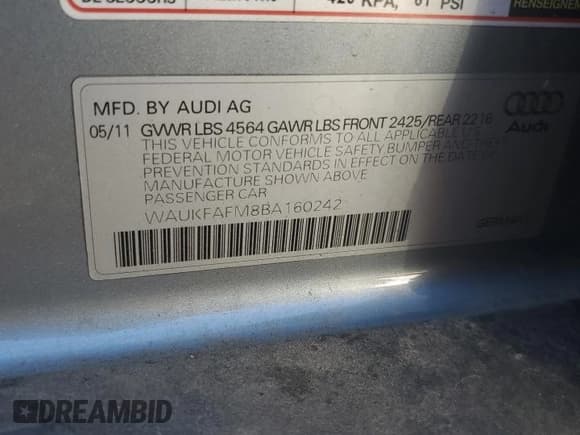 ✅ 2011 Audi A3 Premium Plus • VIN: WAUKFAFM8BA160242 • Лот: 85717525. Опубликован ранее на Copart с пробегом 63 241 миль. Бесплатный доступ к архиву аукционных продаж из США и подробный отчёт об истории автомобиля на DreamBid. Изображение 12.