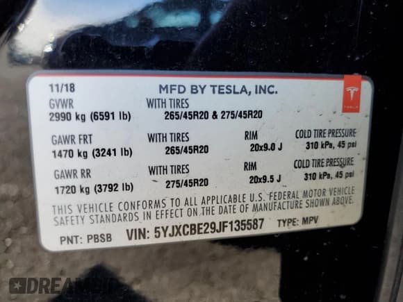 ✅ 2018 Tesla Model X 75D • VIN: 5YJXCBE29JF135587 • Лот: 92304075. Опубликован ранее на Copart с пробегом 90 803 миль. Бесплатный доступ к архиву аукционных продаж из США и подробный отчёт об истории автомобиля на DreamBid. Изображение 13.