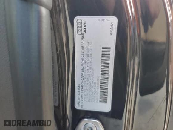 ✅ 2013 Audi A5 Premium • VIN: WAUAFAFH1DN002450 • Lot: 70864494. Listed on Copart with 136,303 mi. Free auction sales archive from the USA and detailed vehicle history report at DreamBid. Image 14.
