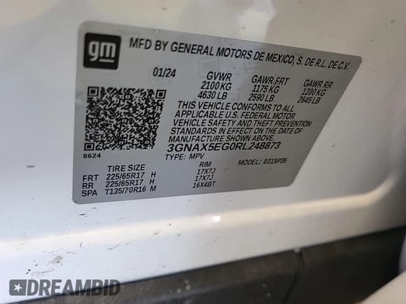 ✅ 2024 Chevrolet Equinox LS • VIN: 3GNAX5EG0RL248873 • Лот: 43651174. Опубликован ранее на IAAI с пробегом 50 735 миль. Бесплатный доступ к архиву аукционных продаж из США и подробный отчёт об истории автомобиля на DreamBid. Изображение 15.