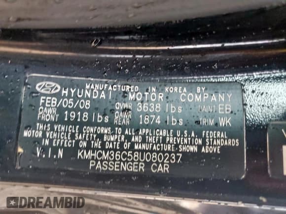 ✅ 2008 Hyundai Accent GS • VIN: KMHCM36C58U080237 • Лот: 58558025. Опубликован ранее на Copart с пробегом 222 079 миль. Бесплатный доступ к архиву аукционных продаж из США и подробный отчёт об истории автомобиля на DreamBid. Изображение 13.