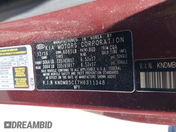 ✅ 2017 Kia Sedona LX • VIN: KNDMB5C17H6311348 • Lot: 43240071. Wystawiony na IAAI z przebiegiem 135 123 mil. Bezpłatny archiwum sprzedaży aukcyjnych z USA i szczegółowy raport historii pojazdu na DreamBid. Zdjęcie 9.