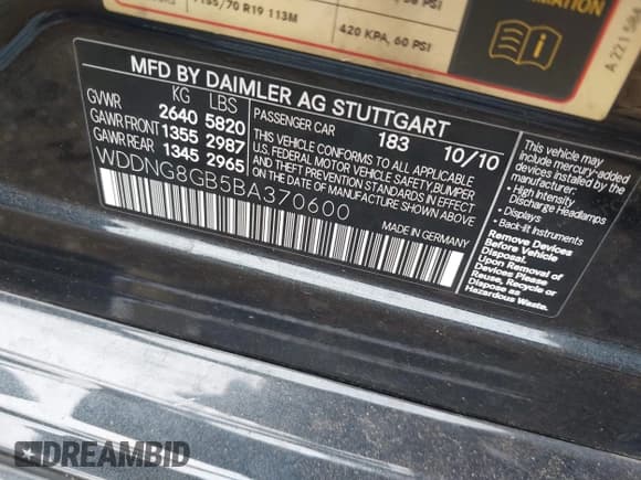✅ 2011 Mercedes-Benz S 550 • VIN: WDDNG8GB5BA370600 • Лот: 42509949. Опубликован ранее на IAAI с пробегом 71 282 миль. Бесплатный доступ к архиву аукционных продаж из США и подробный отчёт об истории автомобиля на DreamBid. Изображение 9.