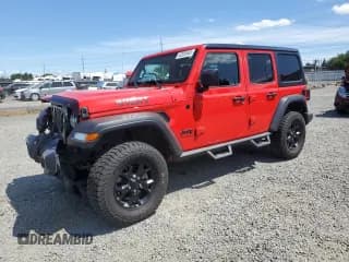 ✅ 2021 Jeep Wrangler Unlimited Willys • VIN: 1C4HJXDG4MW693514 • Lot: 62855665. Listed on Copart with 40,542 mi. Free auction sales archive from the USA and detailed vehicle history report at DreamBid. Image 1.