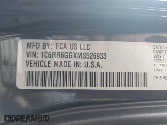 ✅ 2021 Ram 1500 Warlock • VIN: 1C6RR6GGXMS526933 • Lot: 43431124. Wystawiony na IAAI z przebiegiem 128 186 mil. Bezpłatny archiwum sprzedaży aukcyjnych z USA i szczegółowy raport historii pojazdu na DreamBid. Zdjęcie 9.