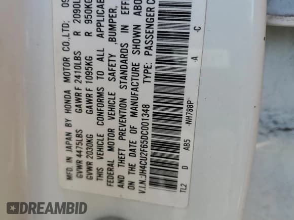 ✅ 2013 Acura TSX Technology • VIN: JH4CU2F65DC001348 • Lot: 48589615. Listed on Copart with 83,872 mi. Free auction sales archive from the USA and detailed vehicle history report at DreamBid. Image 12.