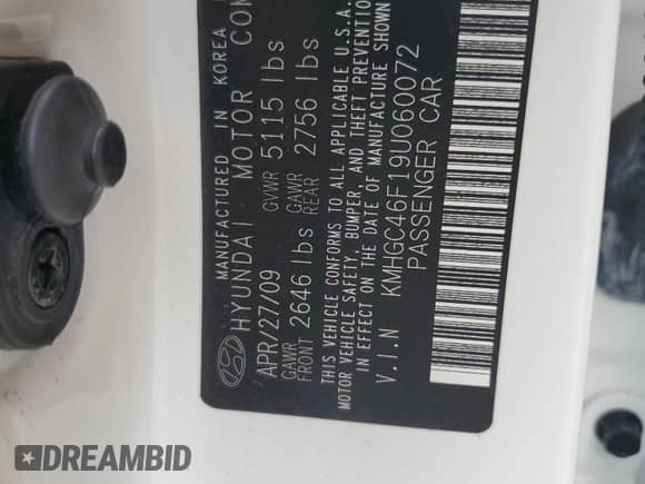 2009 Hyundai Genesis z VIN KMHGC46F19U060072, wystawiony jako Copart lot #76146664 z przebiegiem 72 167 mil mil oraz Szkoda całkowita • Salvage title. Historia ofert i sprzedaży dostępna na DreamBid. Obrazek 12.