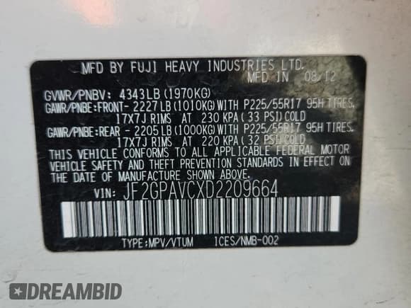 ✅ 2013 Subaru Crosstrek Premium • VIN: JF2GPAVCXD2209664 • Лот: 82741825. Опубликован ранее на Copart с пробегом 138 099 миль. Бесплатный доступ к архиву аукционных продаж из США и подробный отчёт об истории автомобиля на DreamBid. Изображение 13.