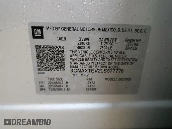 ✅ 2020 Chevrolet Equinox LT • VIN: 3GNAXTEV2LS577770 • Лот: 69359205. Опубликован ранее на Copart с пробегом 84 417 миль. Бесплатный доступ к архиву аукционных продаж из США и подробный отчёт об истории автомобиля на DreamBid. Изображение 13.