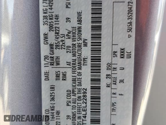 ✅ 2020 Lincoln Navigator Black Label • VIN: 5LMJJ3TT4LEL22892 • Lot: 46252675. Wystawiony na Copart z przebiegiem 77 952 mil. Bezpłatny archiwum sprzedaży aukcyjnych z USA i szczegółowy raport historii pojazdu na DreamBid. Zdjęcie 14.