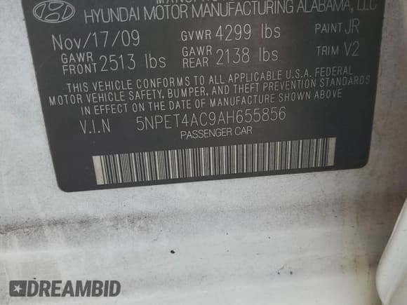 ✅ 2010 Hyundai Sonata GLS • VIN: 5NPET4AC9AH655856 • Лот: 77669874. Опубликован ранее на Copart с пробегом 289 191 миль. Бесплатный доступ к архиву аукционных продаж из США и подробный отчёт об истории автомобиля на DreamBid. Изображение 12.