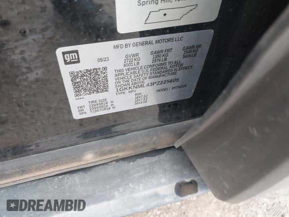 ✅ 2023 GMC Acadia SLT • VIN: 1GKKNML43PZ225605 • Lot: 43383834. Listed on IAAI with 41,566 mi. Free auction sales archive from the USA and detailed vehicle history report at DreamBid. Image 9.