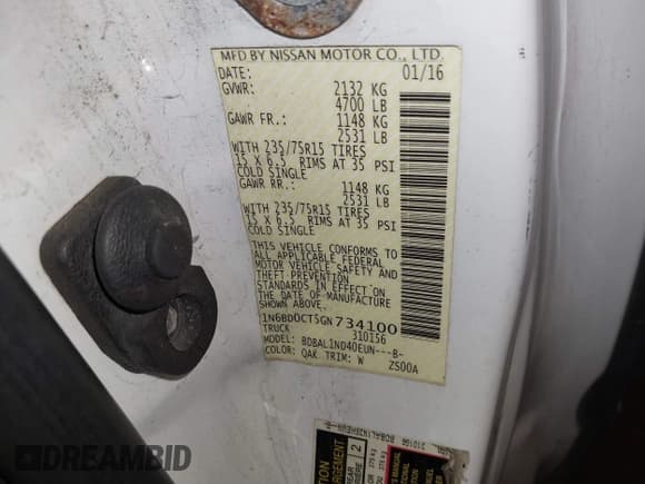 ✅ 2016 Nissan Frontier S • VIN: 1N6BD0CT5GN734100 • Лот: 41613320. Опубликован ранее на IAAI с пробегом 156 752 миль. Бесплатный доступ к архиву аукционных продаж из США и подробный отчёт об истории автомобиля на DreamBid. Изображение 9.