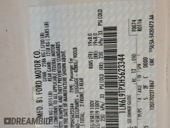 ✅ 2017 Lincoln Continental Select • VIN: 1LN6L9TPXH5623344 • Лот: 70381884. Опубликован ранее на Copart с пробегом 83 624 миль. Бесплатный доступ к архиву аукционных продаж из США и подробный отчёт об истории автомобиля на DreamBid. Изображение 12.