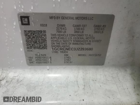 ✅ 2018 Chevrolet Silverado 1500 LS • VIN: 1GCRCNEC3JZ293680 • Лот: 67672215. Опубликован ранее на Copart с пробегом 130 753 миль. Бесплатный доступ к архиву аукционных продаж из США и подробный отчёт об истории автомобиля на DreamBid. Изображение 12.